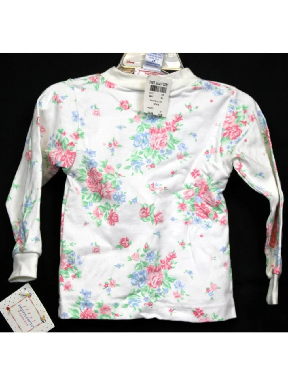 Vtg 1st Impressions Pink Rose Outfit Set sz 2T Shirt Pants Blue Floral Sweet Vic
